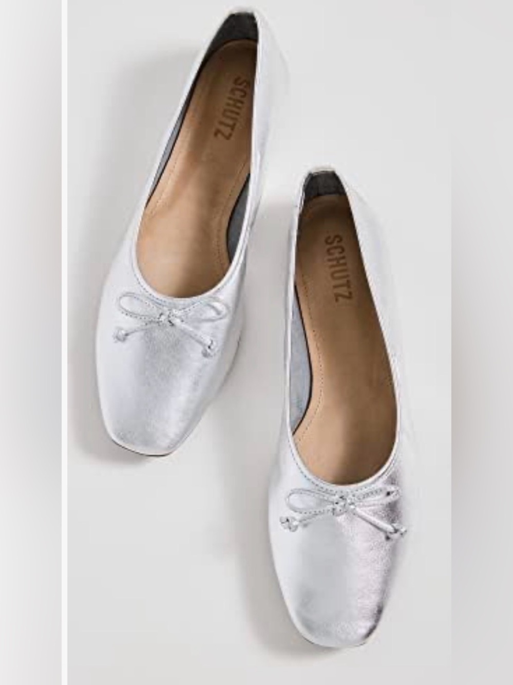 SCHUTZ ARISSA SILVER LEATHER BALLET FLAT SIZE: 9B - Picture 2 of 12